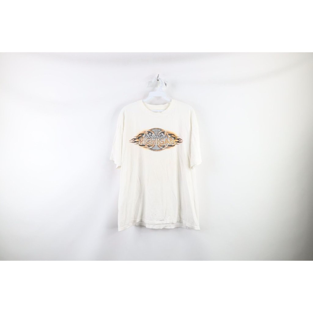 Vintage Nascar Large Distressed Michigan International Speedway Fire TShirt